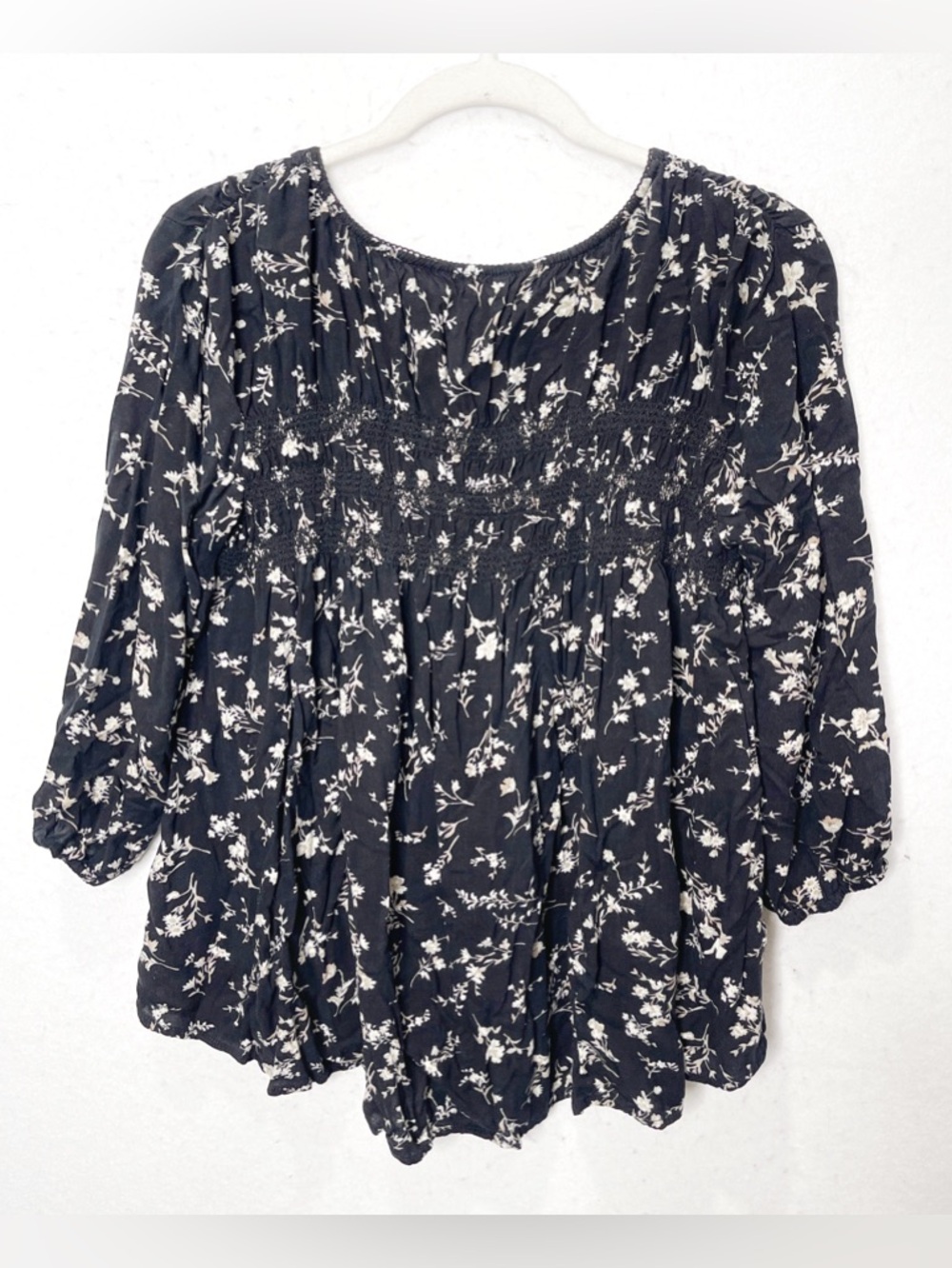 Denim & Supply Ralph Lauren Smocked Peasant Blouse Floral Boho Peasant Cottage - Picture 2 of 6